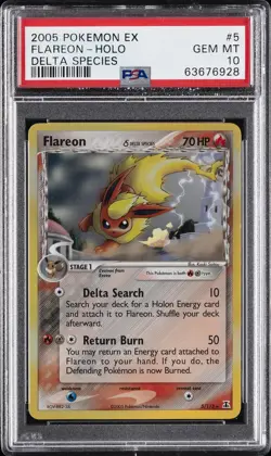 2005 POKEMON EX DELTA SPECIES #5 FLAREON-HOLO PSA 10 - Image 1