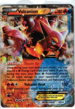 Volcanion EX 26/114 Holo Rare EX Steam Siege Pokemon Heavily Played - Image 1