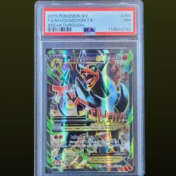 2015 POKEMON XY BREAKTHROUGH M HOUNDOOM EX #154/162 FULL ART PSA 7 - Image 1