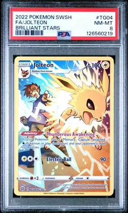 2022 POKEMON SWORD & SHIELD BRILLIANT STARS #TG04 FULL ART/JOLTEON PSA 8 - Image 1