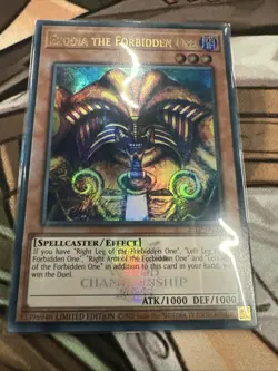 Yugioh! Exodia the Forbidden One EMBLAZONED ULTRA 25LP-EN000 WORLD CHAMPIONSHIP - Image 1