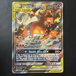 Pokemon TCG Reshiram Charizard GX Card Tag Team GX All Stars Sm201 Regular sized - Image 1