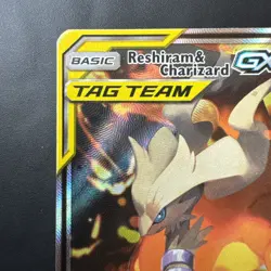 Pokemon TCG Reshiram Charizard GX Card Tag Team GX All Stars Sm201 Regular sized - Image 2