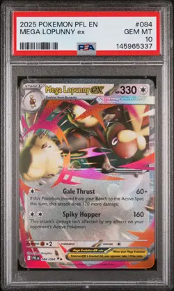 2025 Pokemon Pfl En-Phantasmal Flames #084 Mega Lopunny Ex PSA 10 - Image 1