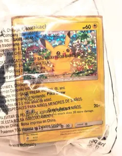 Pikachu 2018 Pokemon Card Mc Donald's #4/12 Holo Rare NEW Sealed Mint + Toy - Image 1