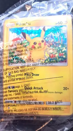 Pikachu 2018 Pokemon Card Mc Donald's #4/12 Holo Rare NEW Sealed Mint + Toy - Image 2