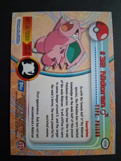 NM Nidoran M #32 Pokemon 1999 Topps TV Animation Edition Series 1 Blue Logo - Image 2