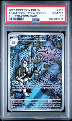 2025 POKEMON DRI EN-DESTINED RIVALS #199 TEAM ROCKET'S WEEZING PSA 10 - Image 1