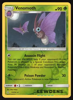 Venomoth - 11/214 - Reverse Holo Rare - Unbroken Bonds - Pokemon Card - Image 1