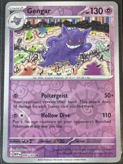Gengar Reverse Holo Card # 094/165 Scarlet & Violet 151 Pokemon Card - Image 1