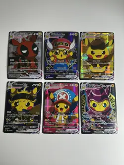 6 Custom Pikachu Cosplay Cards Lot Holo Foil Deadpool Detective Anime Fan Art - Image 1