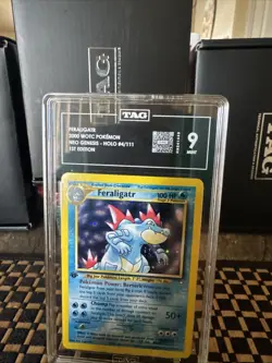 2000 Pokemon Feraligatr 1st Edition Holo Neo Genesis 4/111 TAG 9 MINT Swirl 🌀 - Image 1