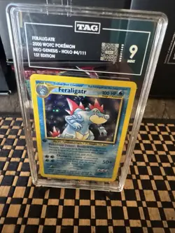 2000 Pokemon Feraligatr 1st Edition Holo Neo Genesis 4/111 TAG 9 MINT Swirl 🌀 - Image 3
