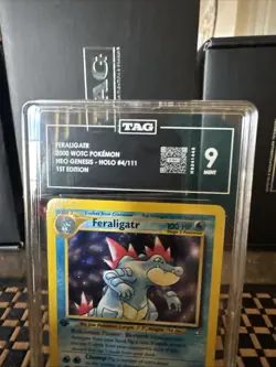 2000 Pokemon Feraligatr 1st Edition Holo Neo Genesis 4/111 TAG 9 MINT Swirl 🌀 - Image 4