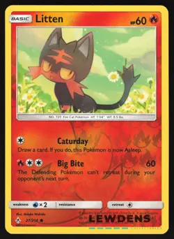 Litten - 27/214 - Reverse Holo Common - Unbroken Bonds - Pokemon Card - Image 1