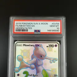 PSA 10 Mewtwo GX SV59/SV94 Pokemon Hidden Fates Full Art Holo Card - Image 2