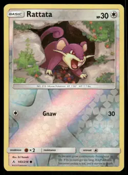 Pokemon Cards Rattata 143/214 Reverse Holo Unbroken Bonds Common NM - Image 1
