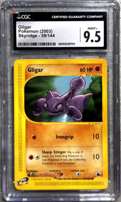 Pokemon Card Gligar CGC 9.5 Mint+, e-Reader Skyridge 59/144, WOTC 2003 (1) - Image 1