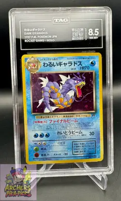 DARK GYARADOS-HOLO-JP TEAM ROCKET-#130-TAG 8.5 NM+ -POKEMON-FREE SHIPPING! - Image 1