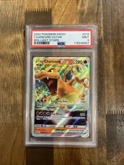 Graded PSA 9 2022 Pokemon SWSH Charizard VSTAR Brilliant Stars #018 - Image 1