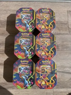 Lot of 6 Pokemon TCG Mega Charizard X & Y Tins-- Brand New & Sealed - Image 1