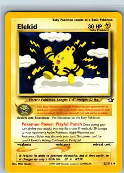 Pokemon Card Neo Genesis Elekid 22/111 Rare WOTC Vintage - Image 1