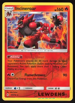 Incineroar - 29/214 - Reverse Holo Rare - Unbroken Bonds - Pokemon Card - Image 1