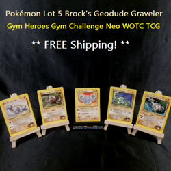 Pokemon Lot 5 Brock's Geodude Graveler Gym Heroes Gym Challenge Neo WOTC TCG - Image 1