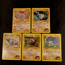 Pokemon Lot 5 Brock's Geodude Graveler Gym Heroes Gym Challenge Neo WOTC TCG - Image 2