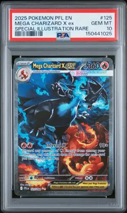 2025 POKEMON PFL EN-PHANTASMAL FLAMES #125 MEGA CHARIZARD X EX PSA 10 - Image 1