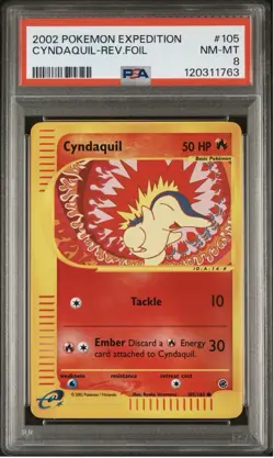 Pokemon Cyndaquil Expedition Reverse Holo #105 PSA 8 NM - MT - Image 1