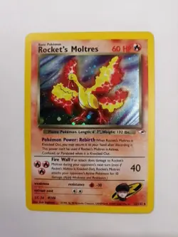 Rocket's Moltres 12/132 Holo Rare Gym Heroes Pokemon - Image 1