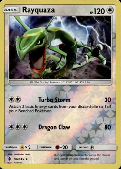 RAYQUAZA 106/145 RARE GUARDIANS RISING POKEMON REVERSE HOLO NM/M - Image 1