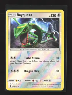 Pokemon SM - Guardians Rising #106/145 Rare,Reverse Holo Rayquaza - Image 1