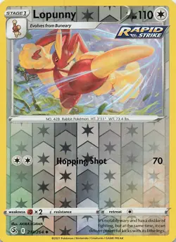 Lopunny 213/264 Uncommon Fusion Strike Pokemon Reverse Holo Near Mint - Image 1