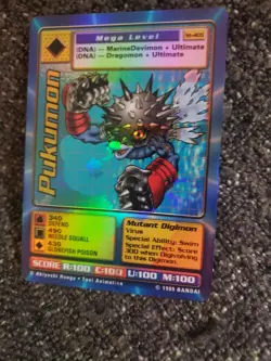 Vintage Digimon CCG Battle Series 1 Major Holo Shift Error Card Pukumon ST-40S - Image 3