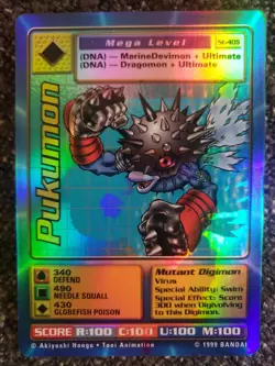 Vintage Digimon CCG Battle Series 1 Major Holo Shift Error Card Pukumon ST-40S - Image 5