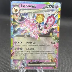Pokemon TCG Espeon EX Prismatic Evolutions Rainbow Double Rare Holo Card 034/131 - Image 1