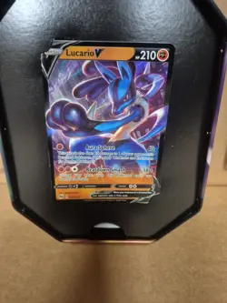 Empty Pokemon TCG: Sword & Shield V Tin Lucario Card 027/073 Champions Path Incl - Image 2