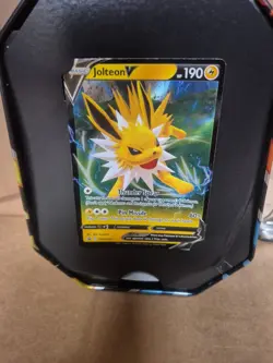 Empty Pokemon TCG: Sword & Shield V Tin Jolteon SWSH151 Black Star Promo Card In - Image 2