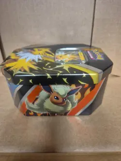 Empty Pokemon TCG: Sword & Shield V Tin Jolteon SWSH151 Black Star Promo Card In - Image 4