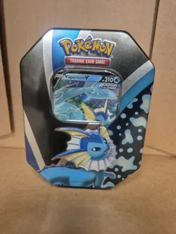 Empty Pokemon TCG: Sword & Shield V Tin Vaporeon SWSH150 Black Star Promo Card - Image 1