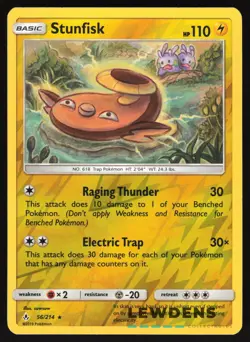 Stunfisk - 56/214 - Reverse Holo Rare - Unbroken Bonds - Pokemon Card - Image 1