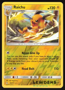 Raichu - 55/214 - Reverse Holo Rare - Unbroken Bonds - Pokemon Card - Image 1