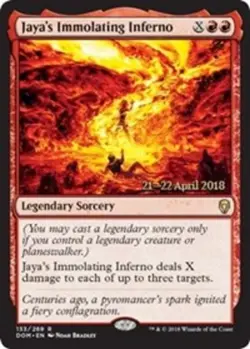MTG Jaya's Immolating Inferno - Foil Prerelease Promo, Light Play, English Promo - Image 1