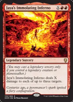 Moderatly Played, English - 1 x MTG Jaya's Immolating Inferno - Foil Dominaria - Image 1