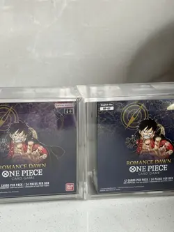 One Piece EN OP-01 Romance Dawn Blue Bottom Booster Box Sealed w/ Acrylic Case - Image 1
