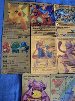Pokemon fake Gold Foil Fan Art Cosplay lot of 11 textured Collector Cards - Image 2