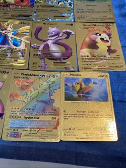 Pokemon fake Gold Foil Fan Art Cosplay lot of 11 textured Collector Cards - Image 4
