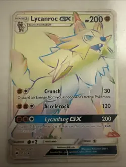Lycanroc GX 155/147 Burning Shadows Rainbow Secret Rare Pokemon Card 2017 - Image 1